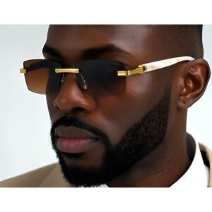 Sunglasses Men Square Dark Brown Lens Marble Arms Vintage Retro Shades UV400 New